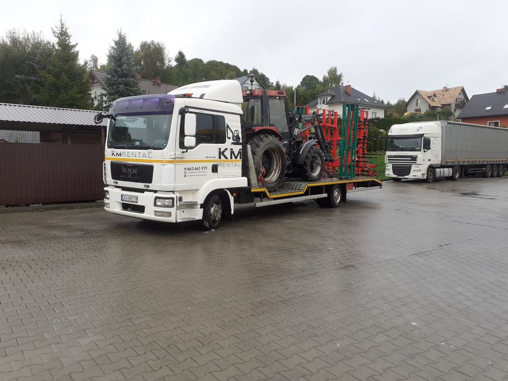 TANI transport maszyn rolniczych budowlanych, pomoc drogowa laweta