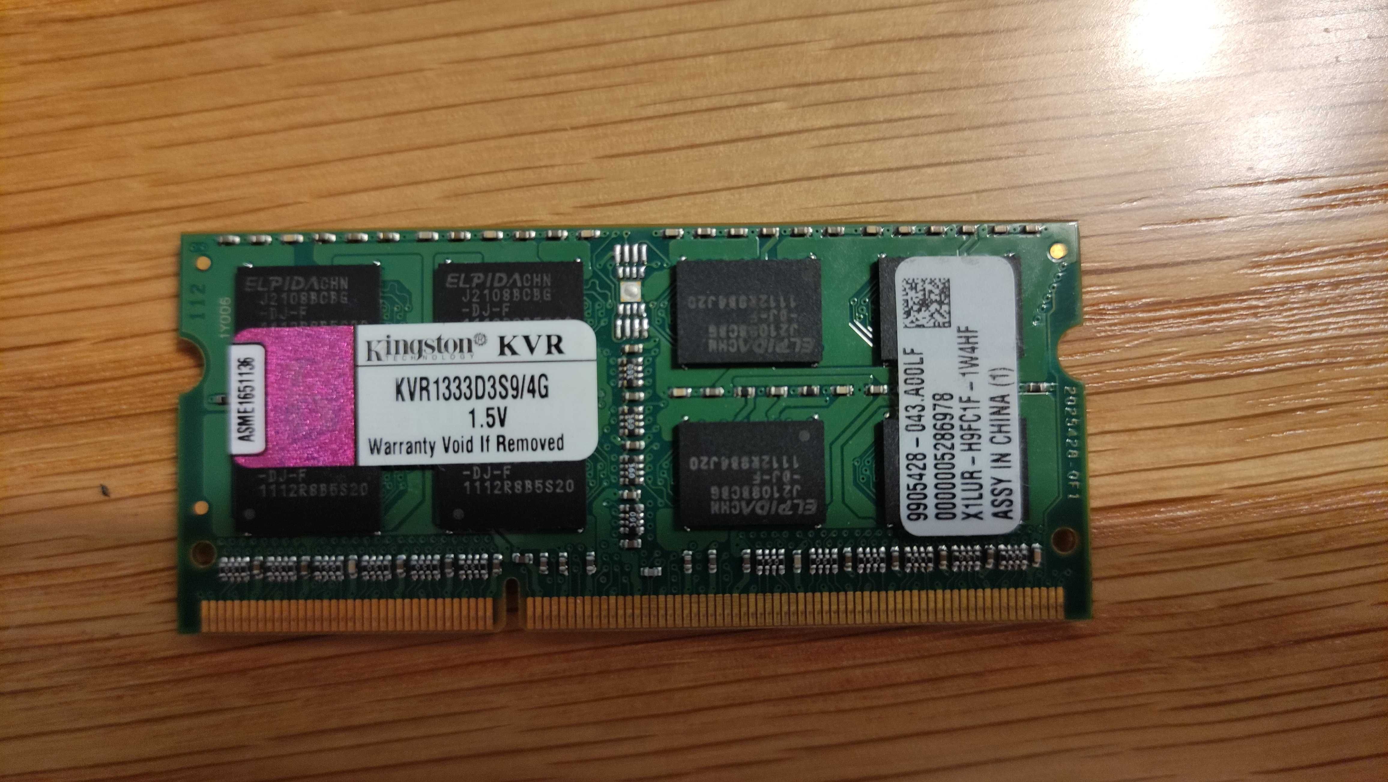 8GB (2x4GB) Memória RAM Portátil Kingston DDR3-1333 CL9 KVR1333D3S9/4G