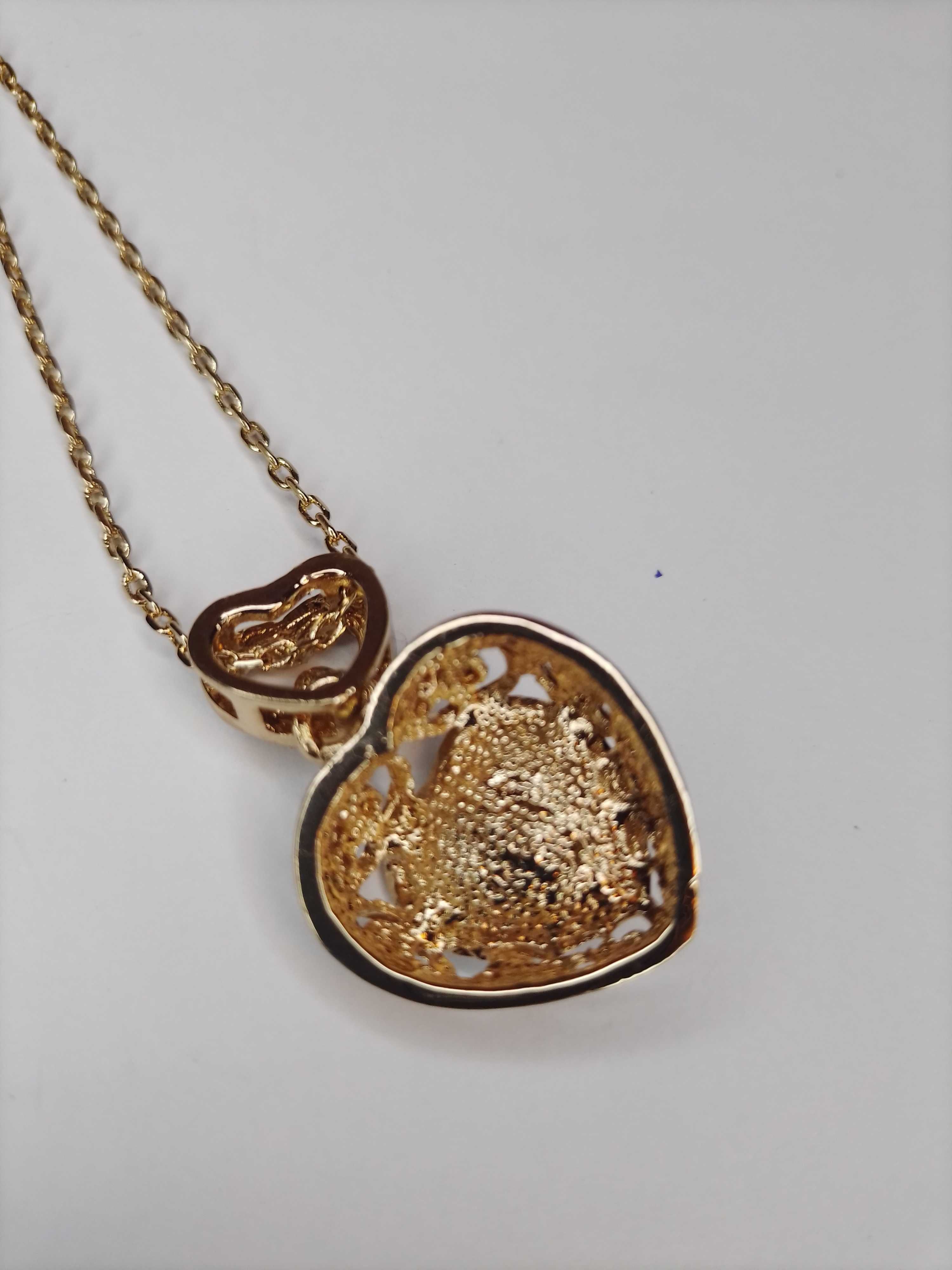 Naszyjnik złote ażurowe serce Art Deco na Walentynki
