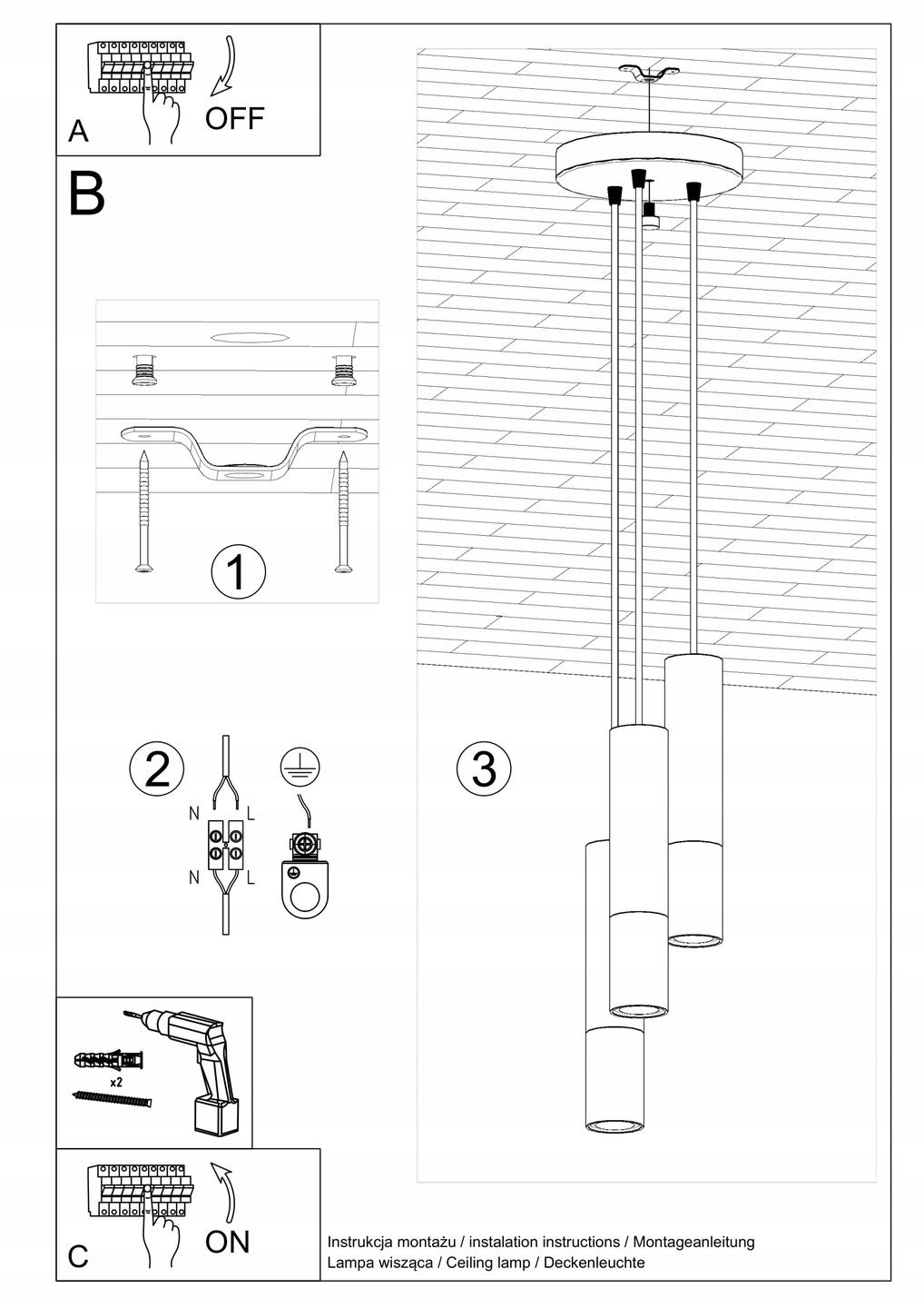 Lampa wisząca Sollux lightning Loopez GU10