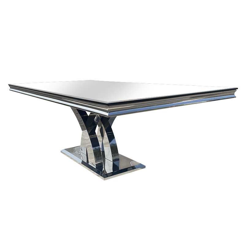 Glamour stół T-970 silver szkło czarne lub białe 220x110 chromowany