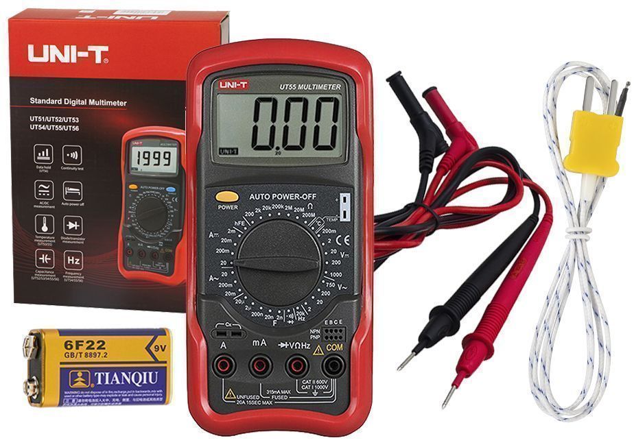 Miernik uniwersalny tester multimetr AC/DC + kable Uni-T UT55