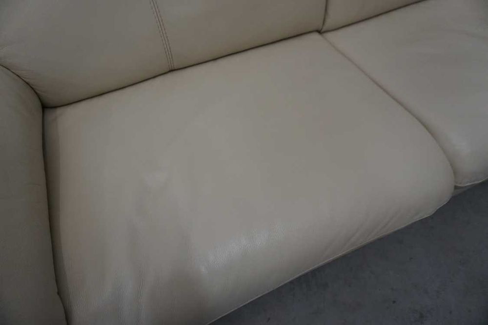 Zestaw 3+1+1 sofa skóra jasna naturalna regulowane oparcia  (w-1100)