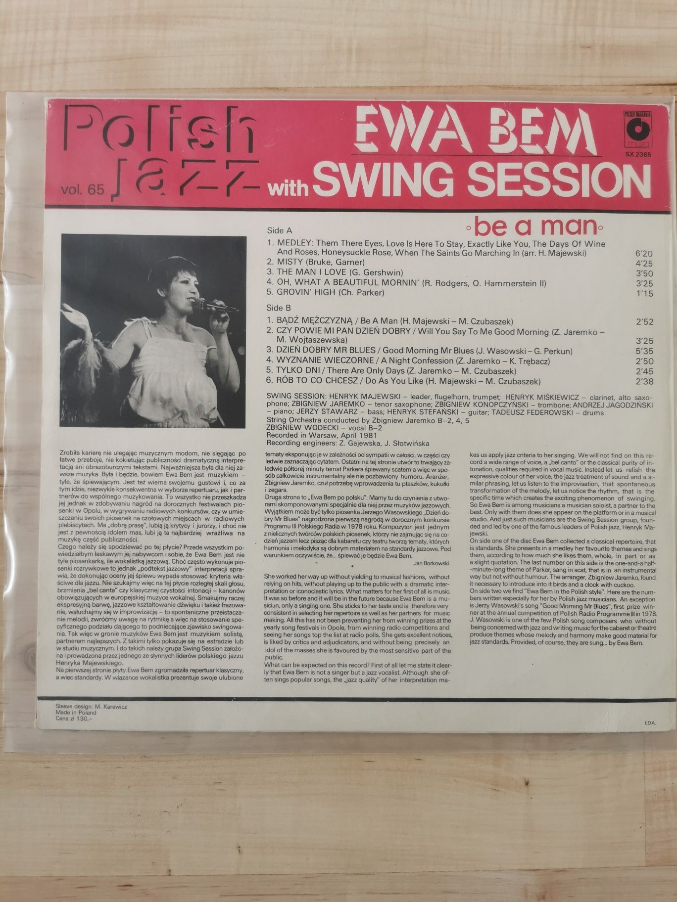 Płyta winylowa Polish Jazz, Ewa Bem - Be a man