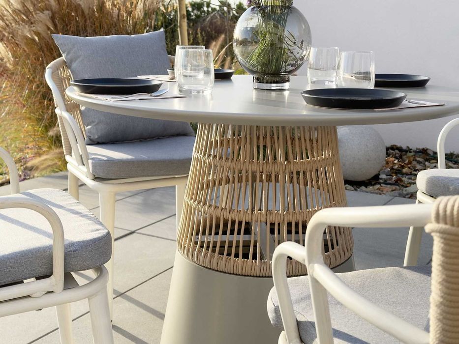 Zestaw Mebli Ogrodowych Stół 90x90x76 cm Okrągły + 4 krzesła