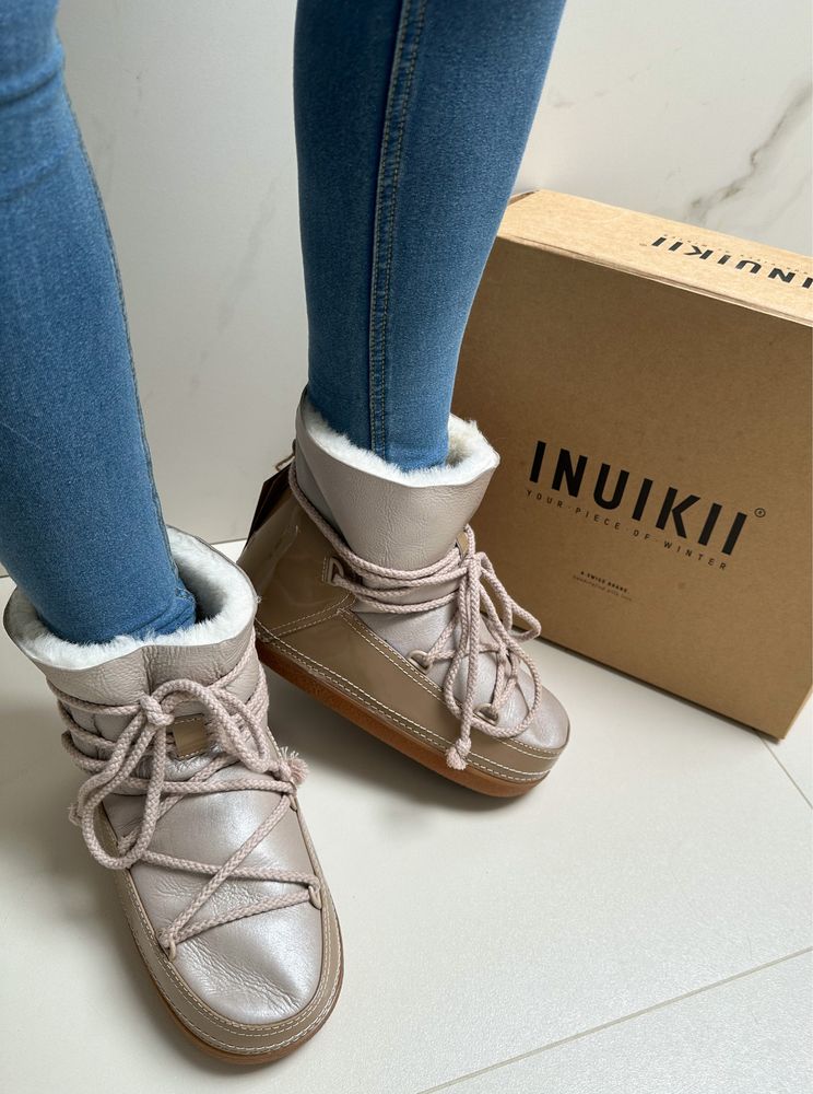 Beżowe buty śniegowce Inuikii Gloss Low begie rozmiar 37