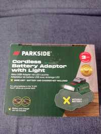 Adapter do akumulatorów Parkside x20v team, power bank, latarka