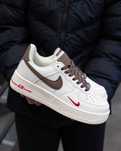 Жіночі кросівки Nike Air Force білий з коричневим NK130 ХІТ