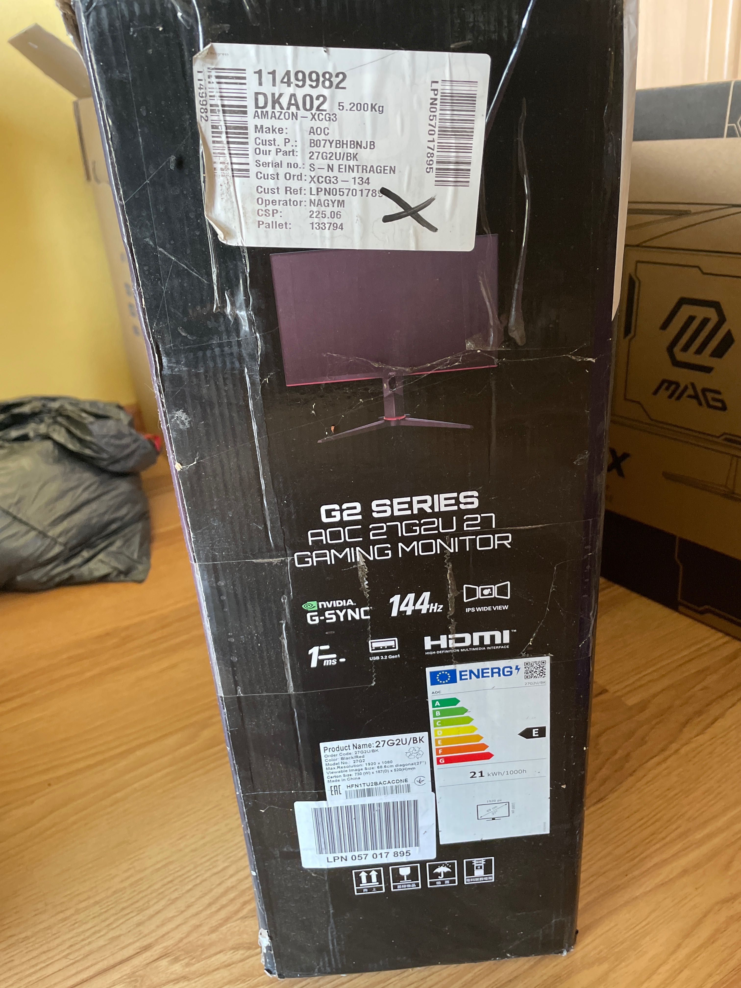 Monitor aoc 27 cali 144hz uszkodzony