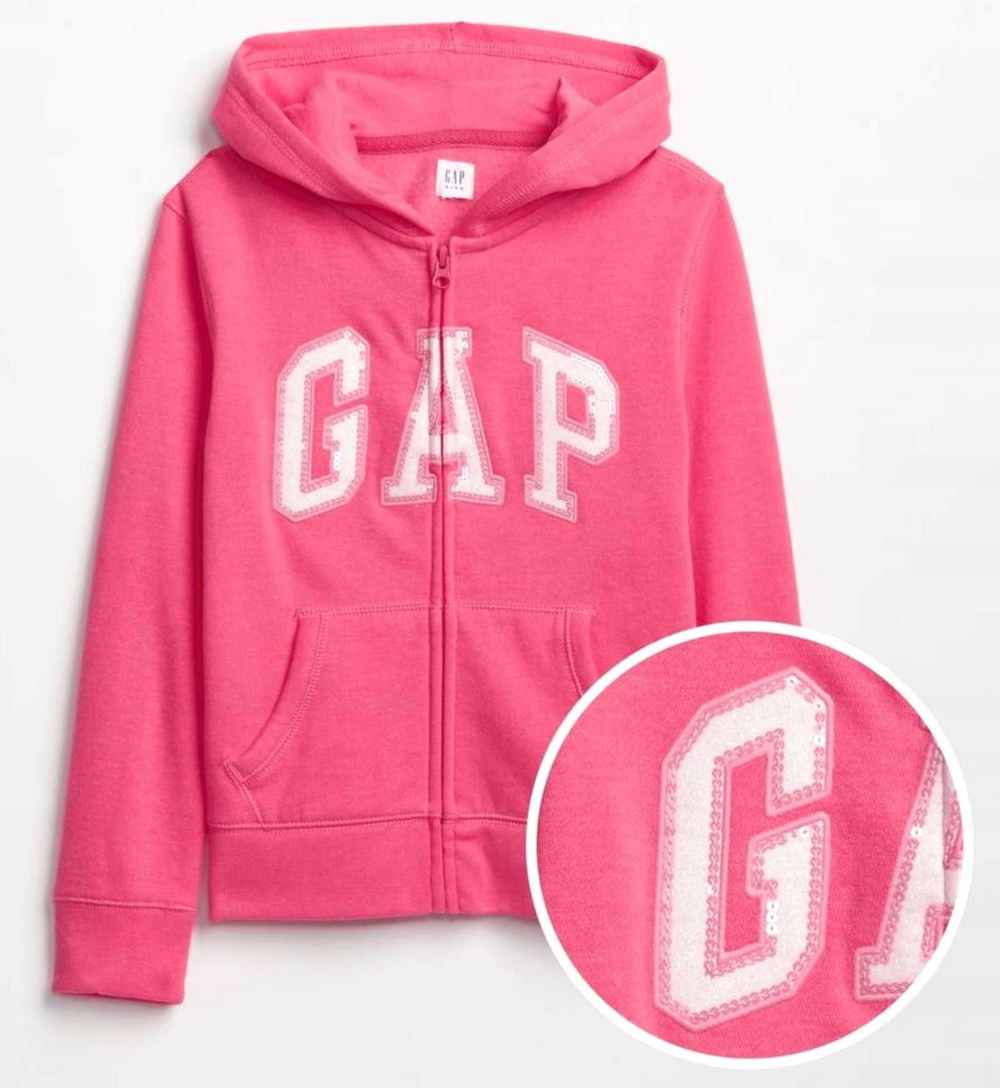 GAP bluza dresowa z kapturem róż cekiny oryginał 14 15 16