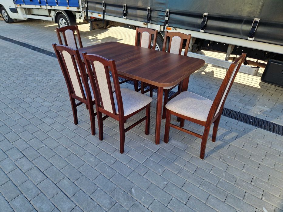 od ręki: Stół rozkładany + 6 krzeseł, orzech + kawa z mlekiem ,dostawa