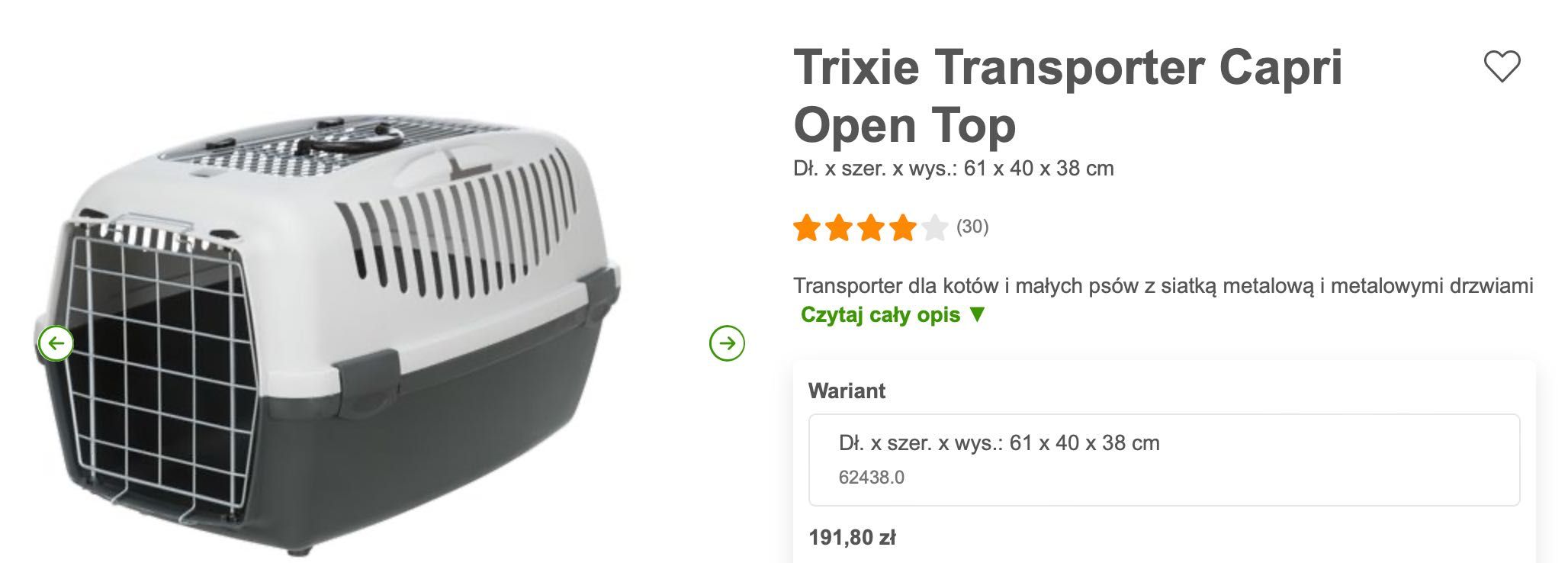 Trixie Transporter dla zwierząt Capri Open Top, NOWY
