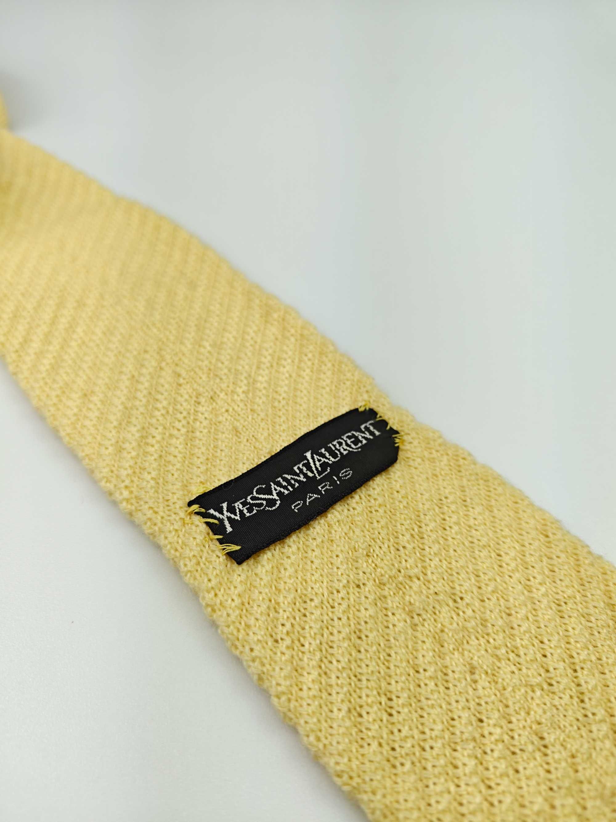 Yves Saint Laurent żółty krawat knit wełniany wrz114