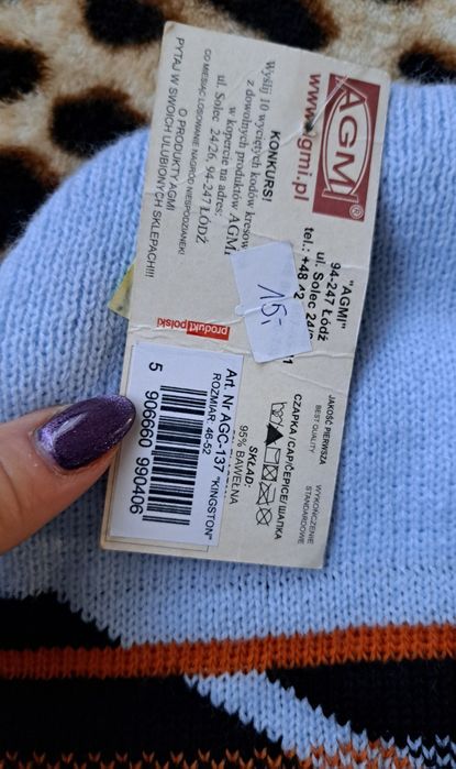 Czapka ciepła bawełniana obwód głowy 44-52