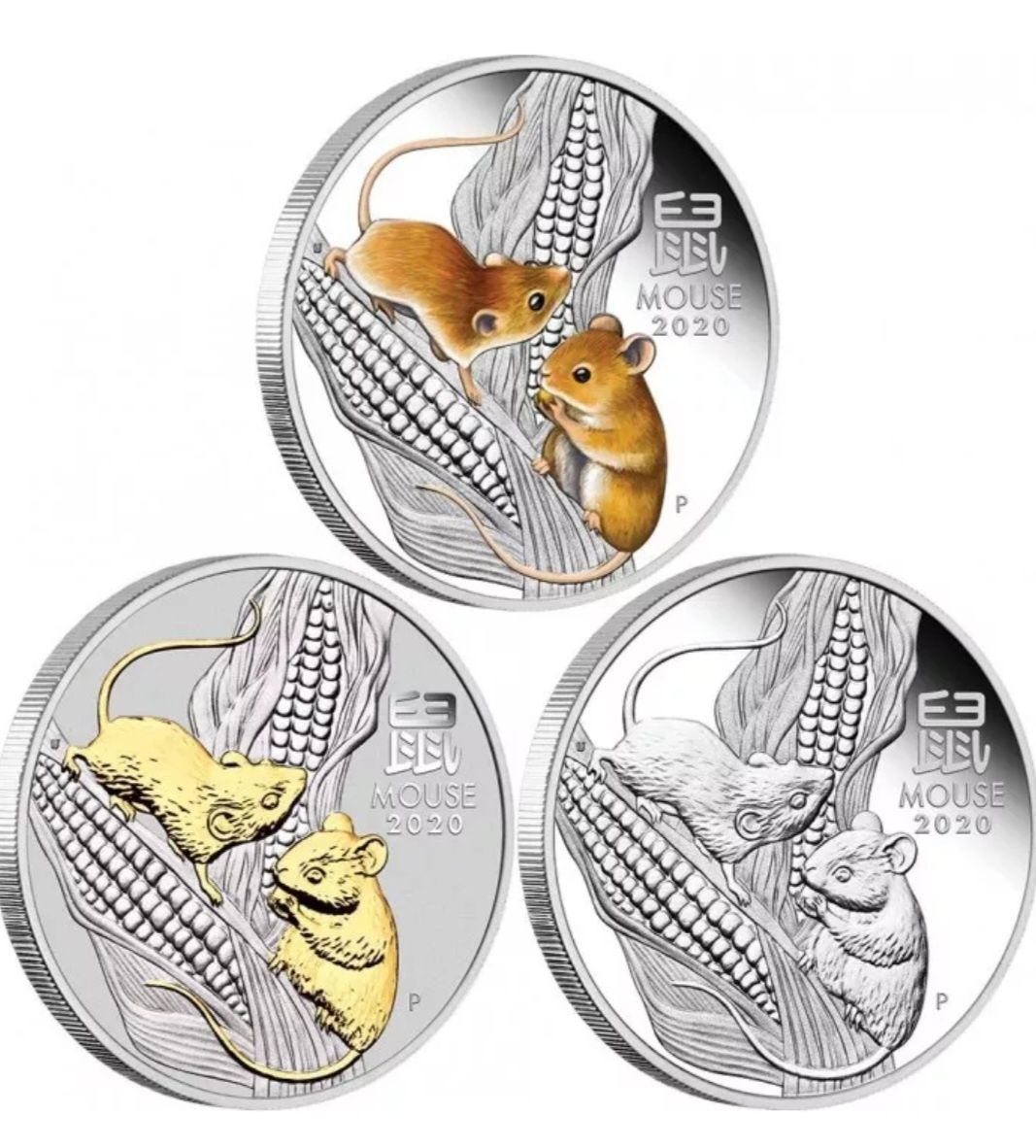 Набір срібних монет Lunar ||| "Рік Пацюка-Миші" Proof 31,1g*3