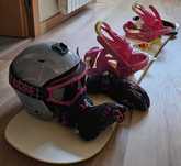 Prancha + Equipamento Feminino Neve: Fixadores, Capacete, Óculos,Luvas