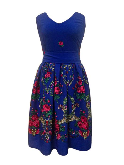 sukienka góralska,folk, kwiaty tiul