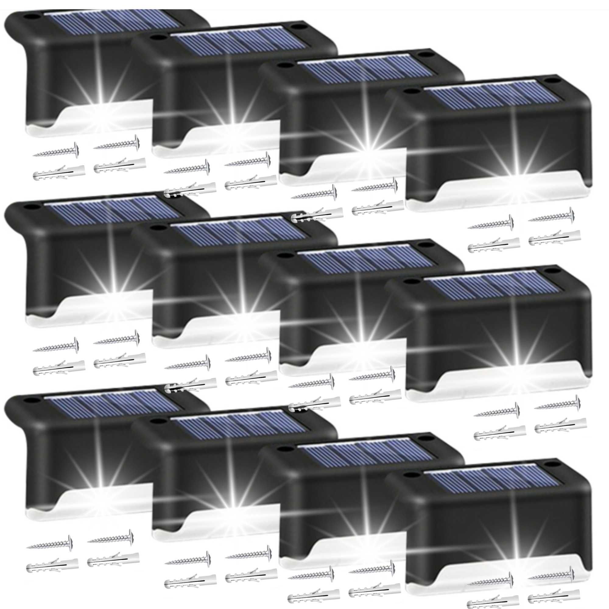 Lampa Solarna Ogrodowa LED Na Taras Schody Balkon Biały Zimny 12 sztuk