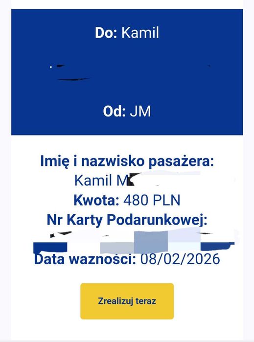 Voucher Ryanair 480 złotych