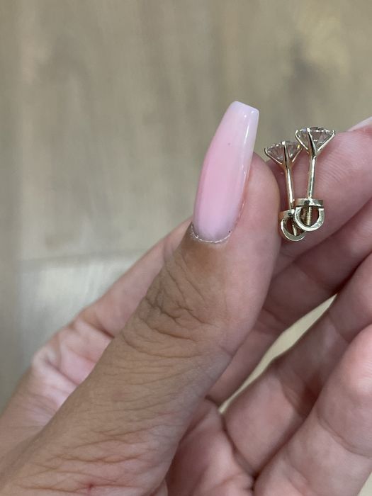 Серьги - гвоздики в золоте 585, муассанит 0.50ct GRA