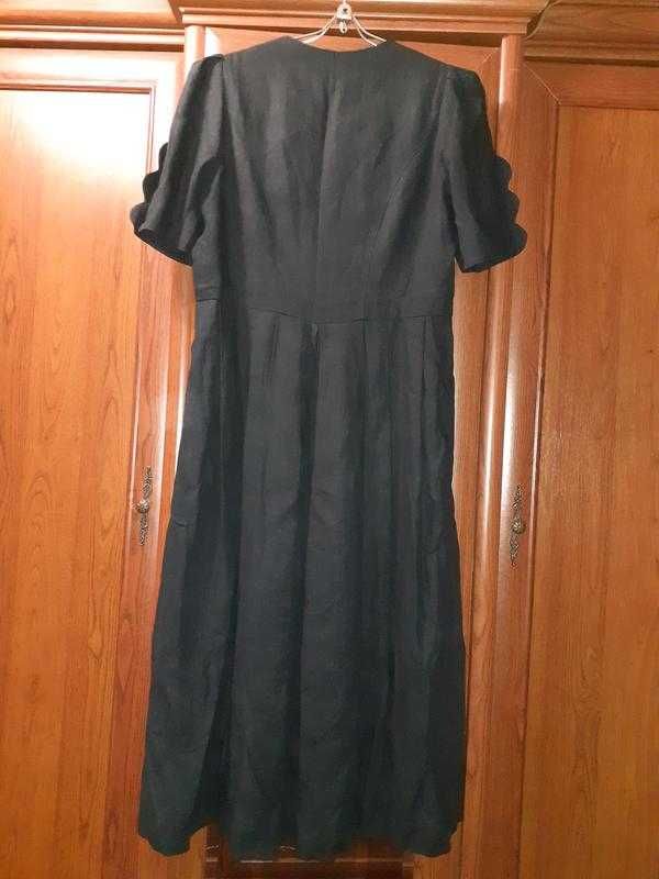Льняное черное платье длинное лен винтаж