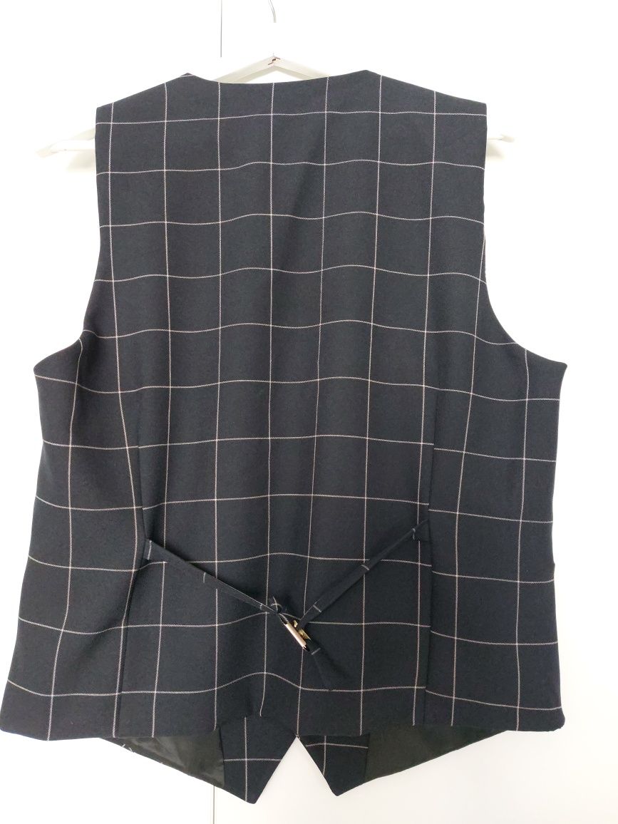 Elegancka męska kamizelka granatowa w kratkę rozmiar L