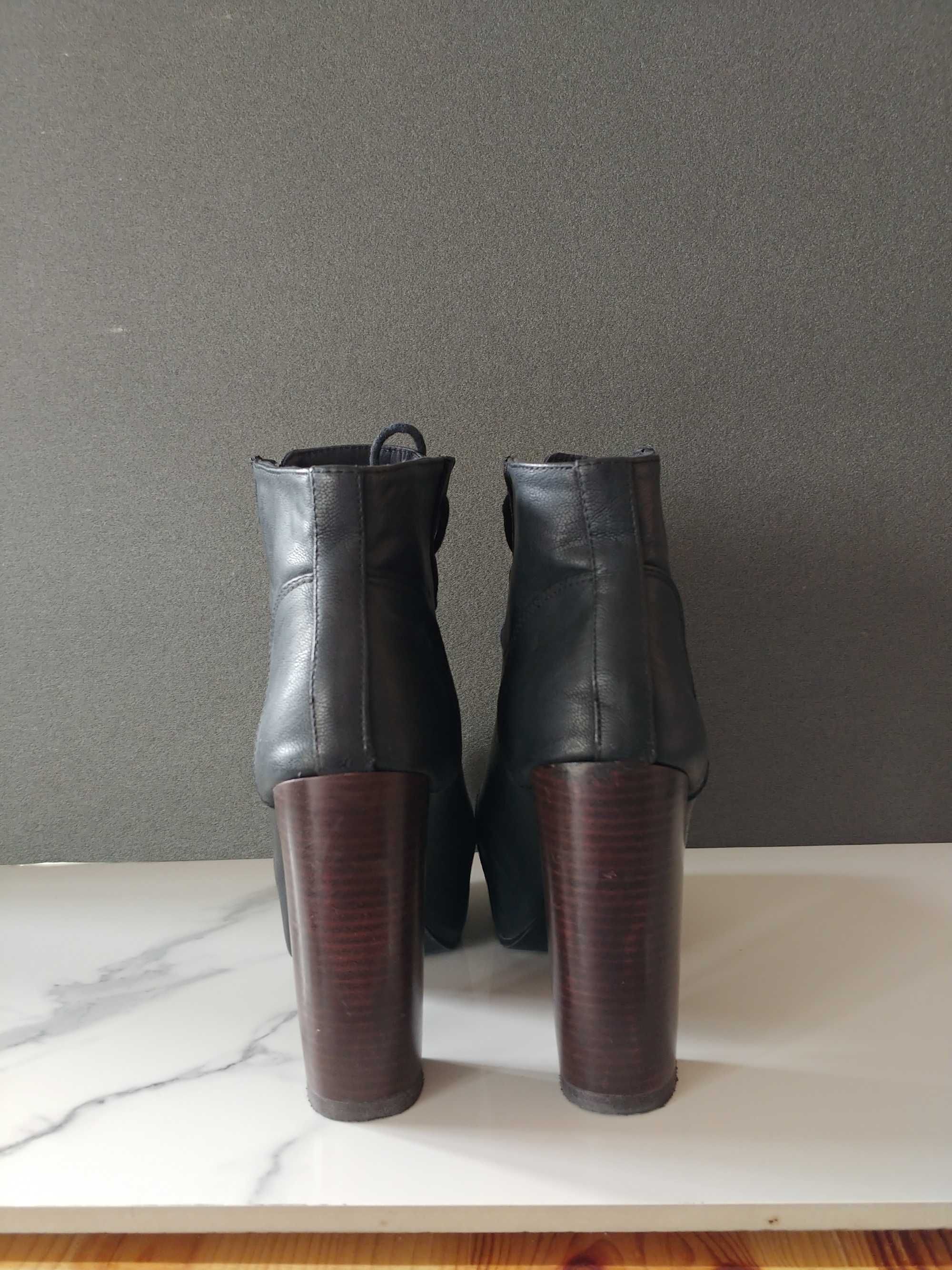 Buty botki na wysokim obcasie r 40 czarne