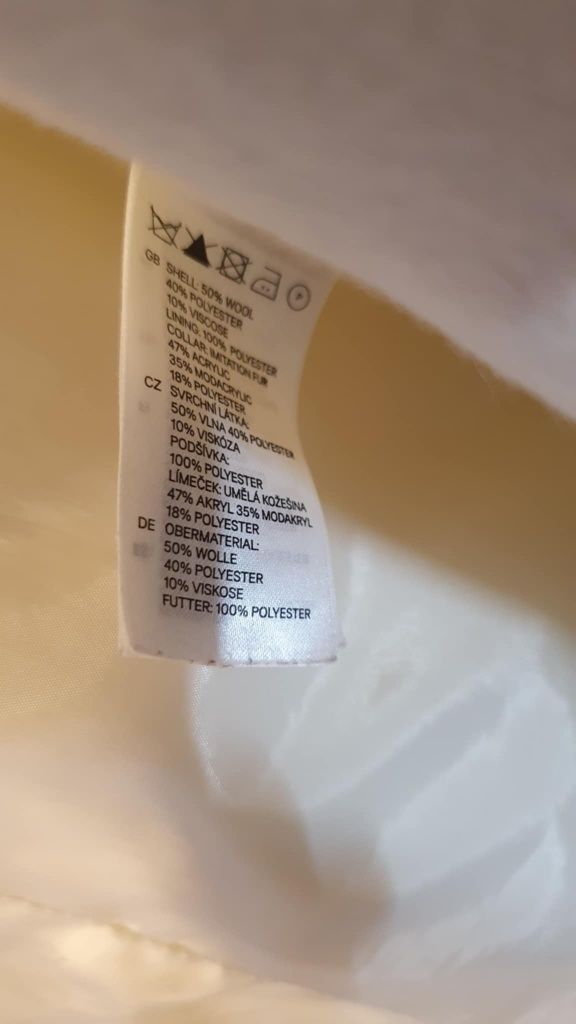 Płaszcz parka kremowy H&M rozmiar XS/34