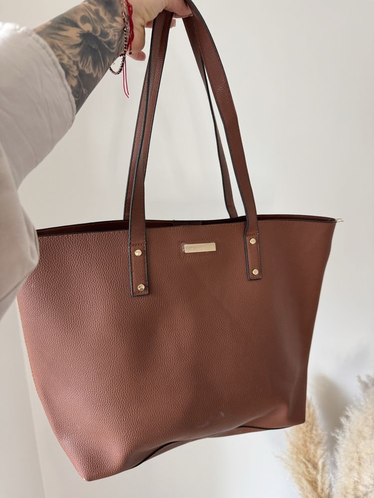 Brazowa torebka shopper reserved bardzo dobey stan