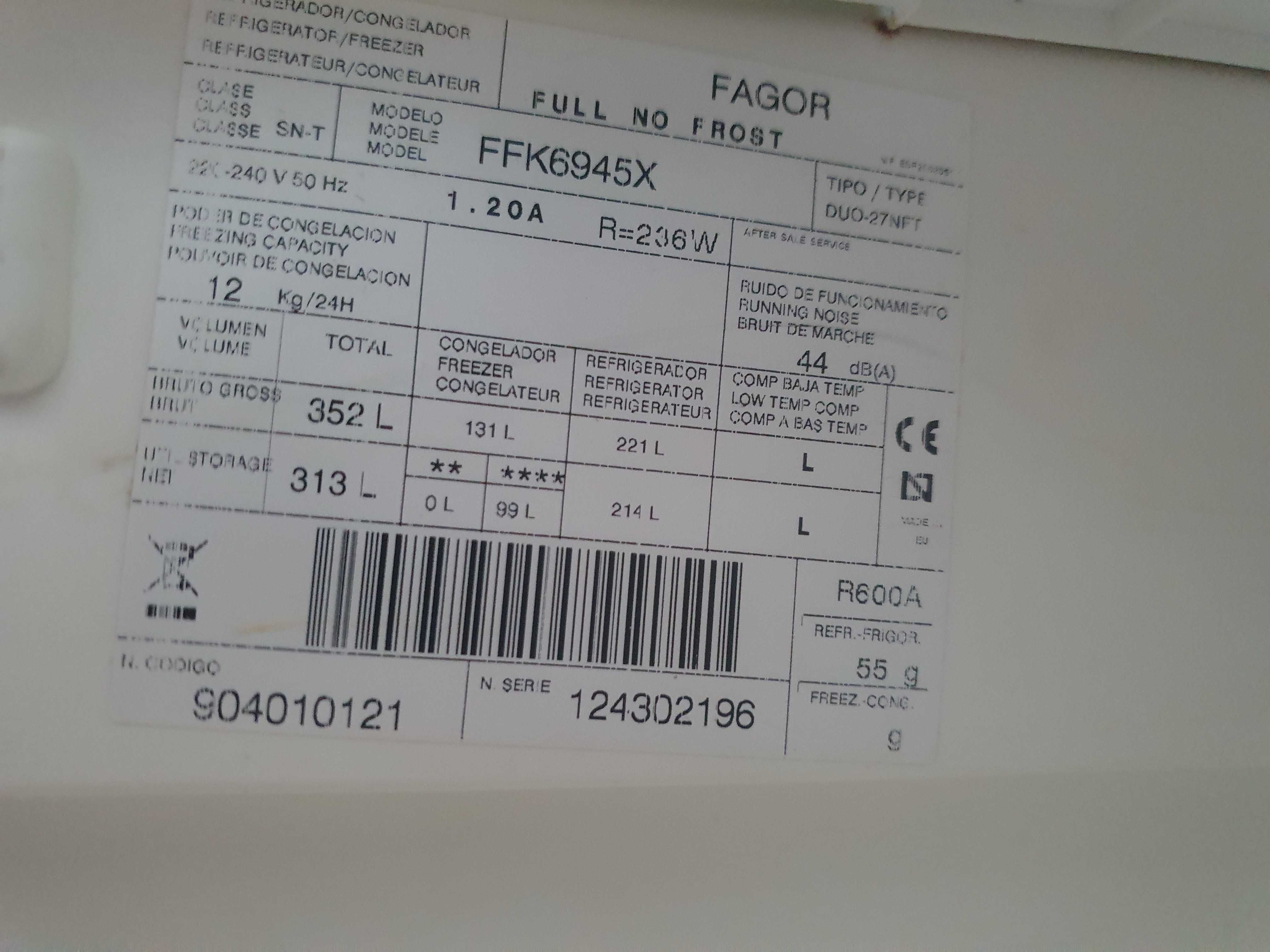 Frigorifico Combinado No-frost fagor