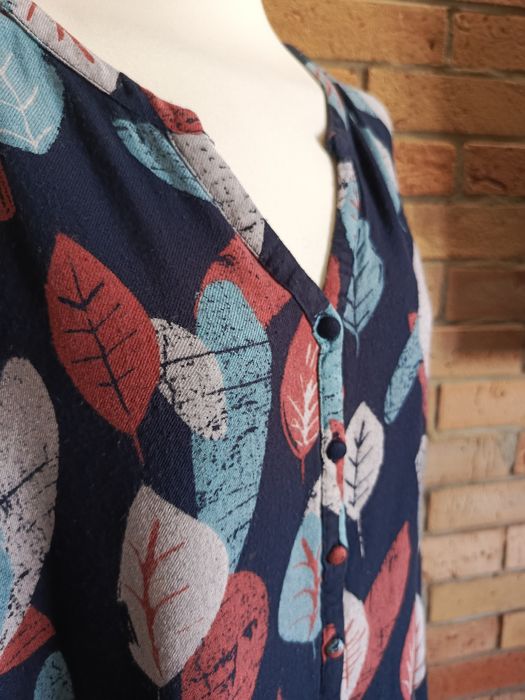 koszula damska  granatowa w liście Brakeburn 20 100% modal plus size o