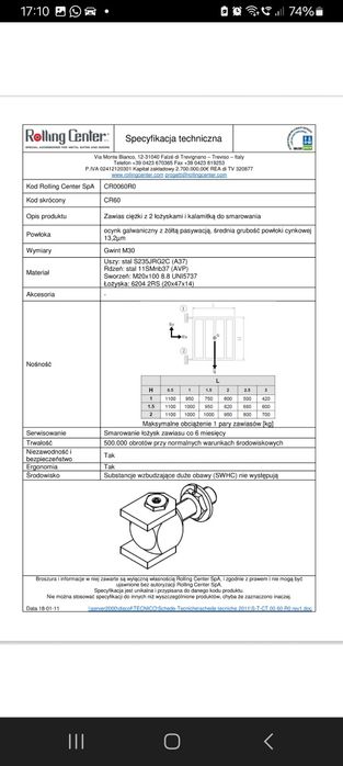 Zawiasy do bram ciężkich na łożyskach