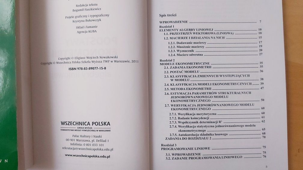 Podstawy ekonometrii z elementami algebra liniowej Nowakowski Eligiusz