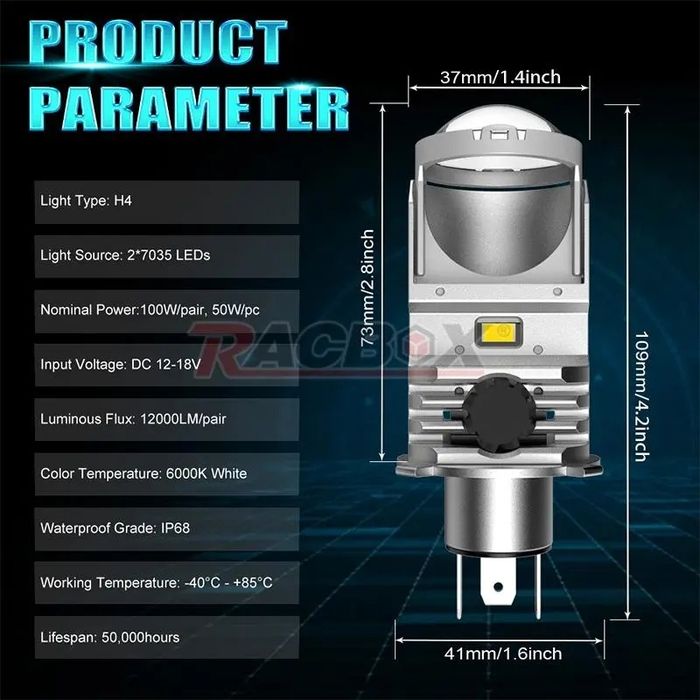 Фирменные оригинальные мини Led линзы F40B цоколь H4, лед лампы  F40B