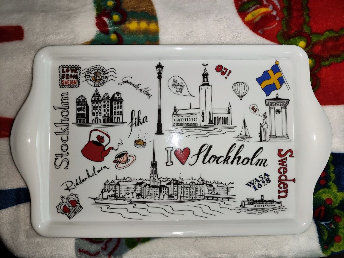 Stockholm Sweden Taca nowa pamiątka ze Szwecji piękna dekoracyjna taca