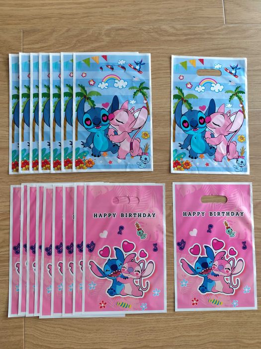 Torebki woreczki foliowe ozdobne do pakowania prezentów Stich Angel