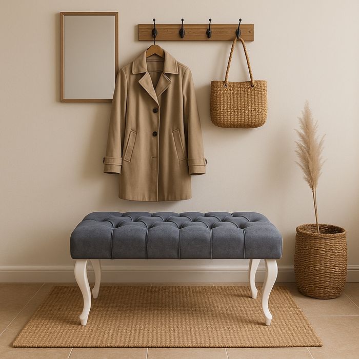 Ławka Chesterfield Pufa Glamour Ławeczka do przedpokoju podnóżek