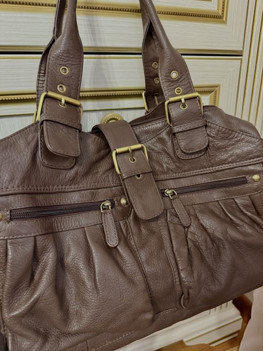 Сумка велика шкіряна коричнева Tommy&Kate