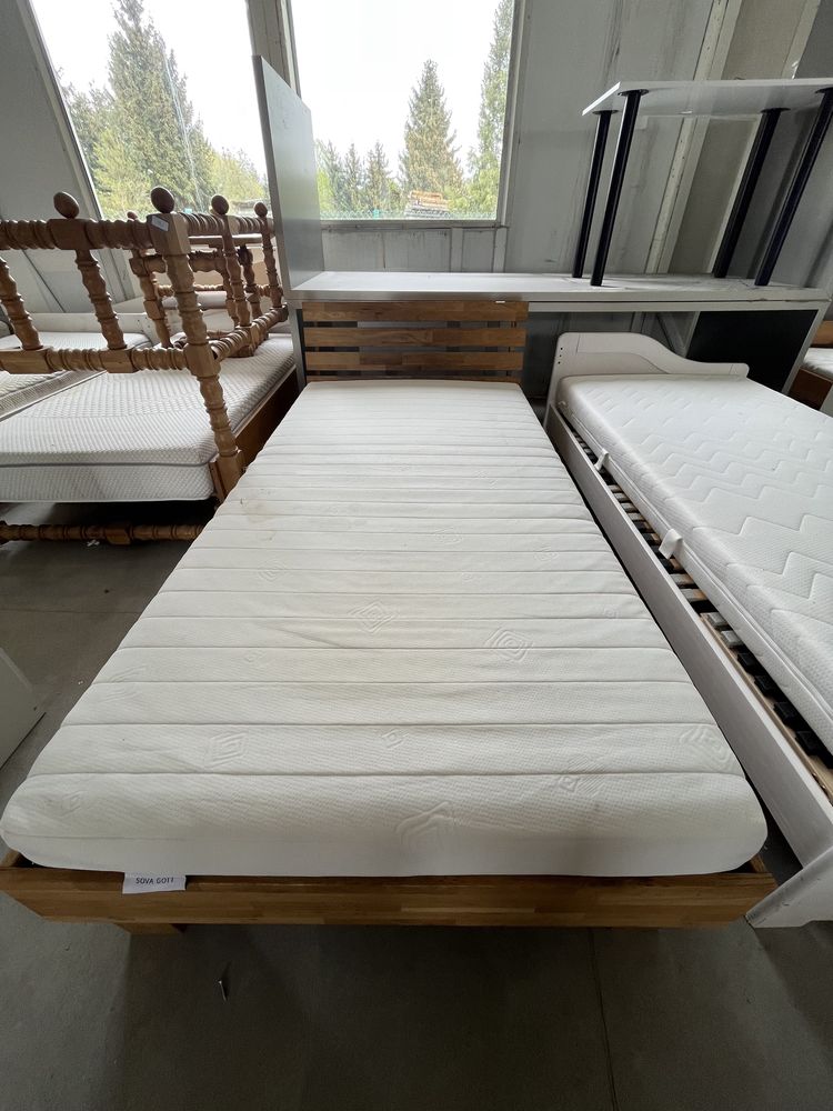 Drewniane łóżko 100x200 cm materac stelaż dowóz