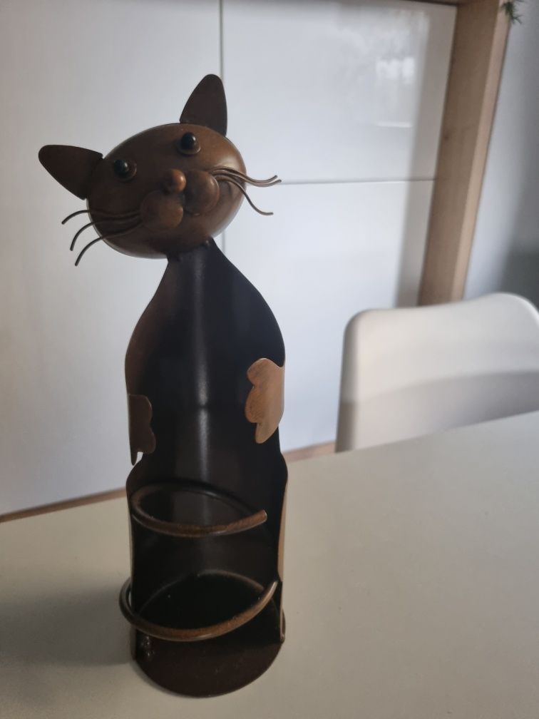 Stojak na wino z motywem kota