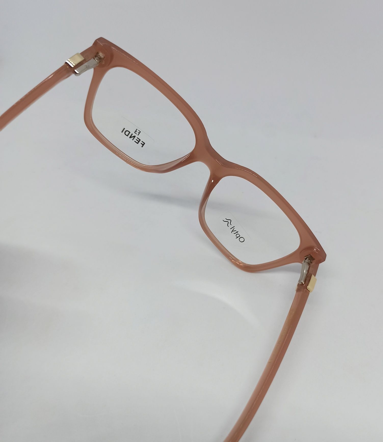 Брендовые очки имиджевые женские оправа для очков бежевая с зол лого