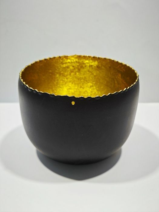 Świecznik Złoty Czarny 8.5 X 6.5 Cm Glamour Lampion Home Accents Metal