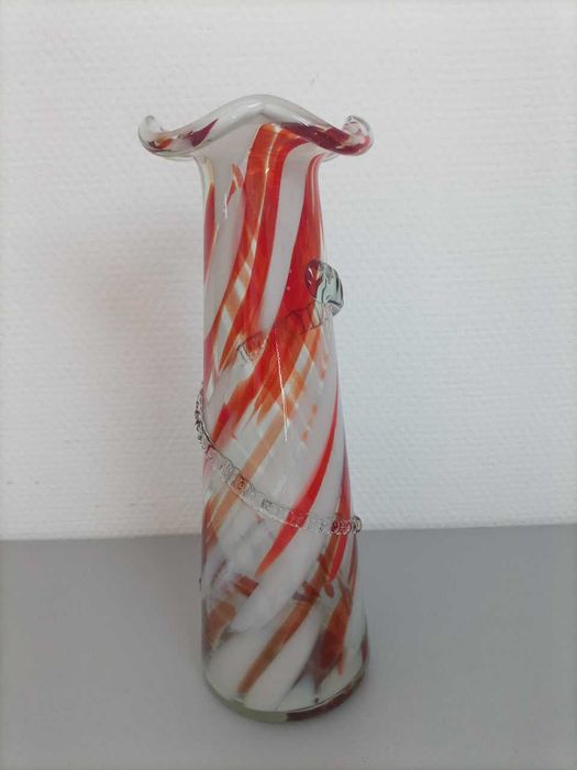 Wazon z dmuchanego szkła vintage – unikat! PRL