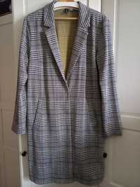 Płaszcz szary w kratę, bez podszewki, wiosenny, H&M, rozmiar M/L