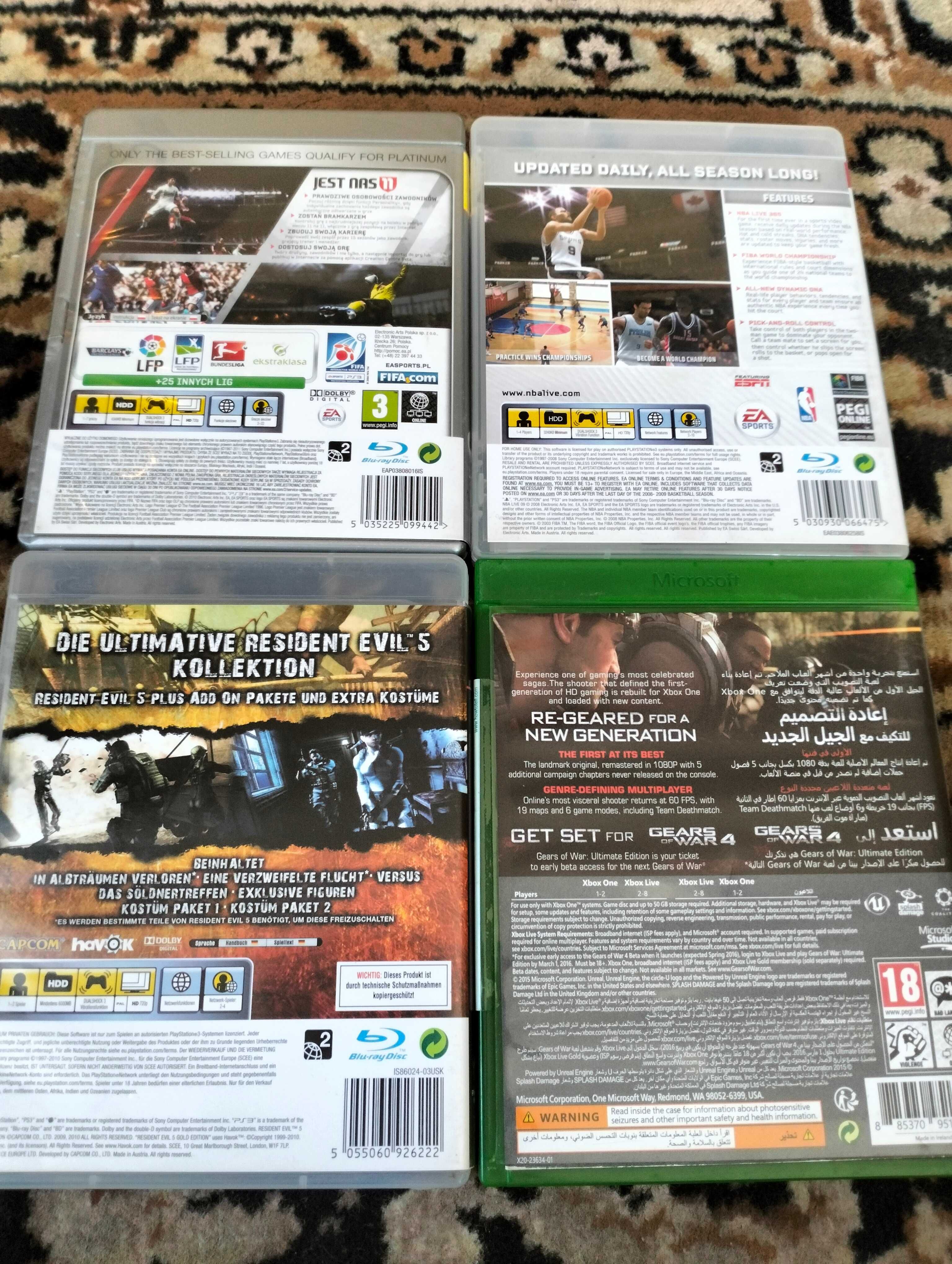 Gear of War Ultimatum Edition Resident Evile 5 NBA 09 Fifa 11 PS3 Xbox