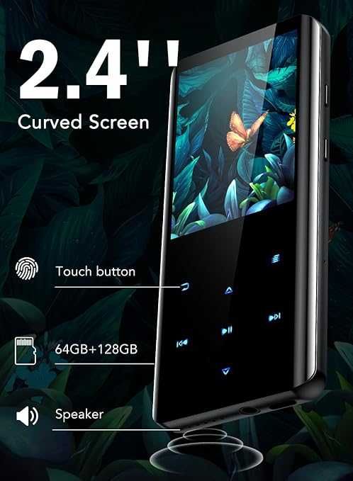 AGPTEK 64GB Bluetooth 5.3 głośnik MP3, HiFi karta TF do 128 GB, czarny