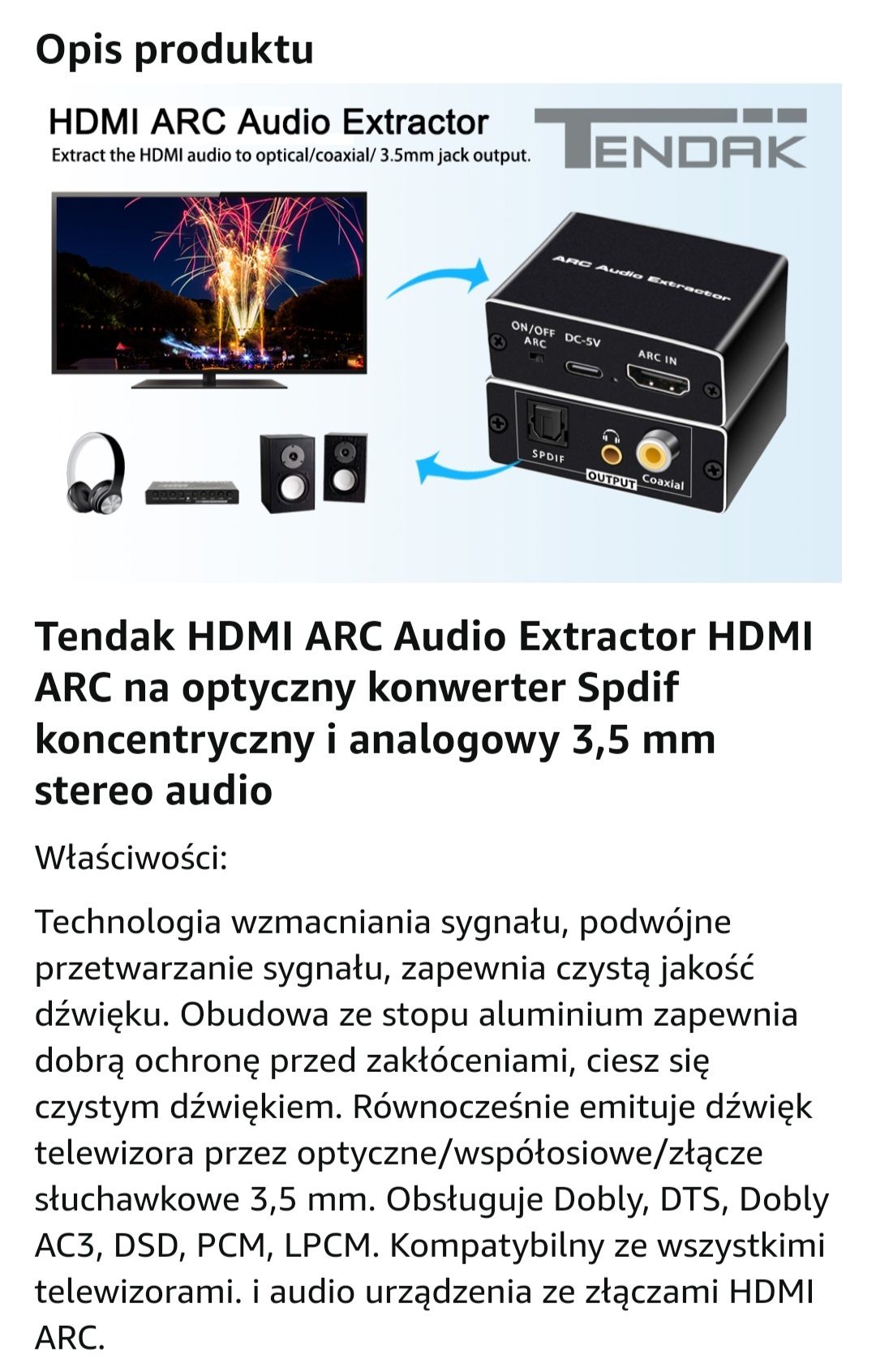 Ekstraktor audio HDMI ARC