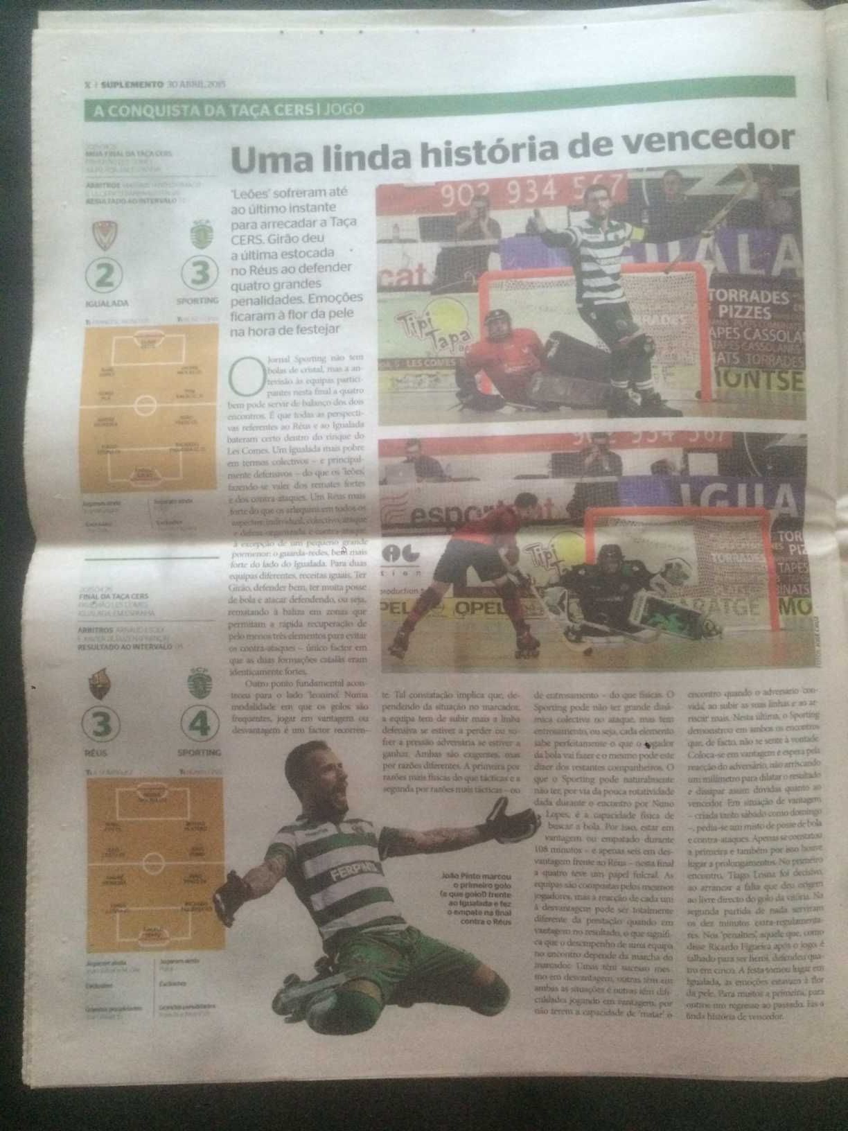 Hóquei em Patins - Jornal Sporting - Conquista da Taça Cers - 2017