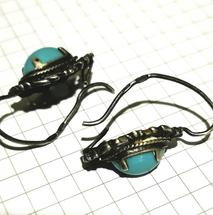 Серьги с Бирюзой 916 проба серебро