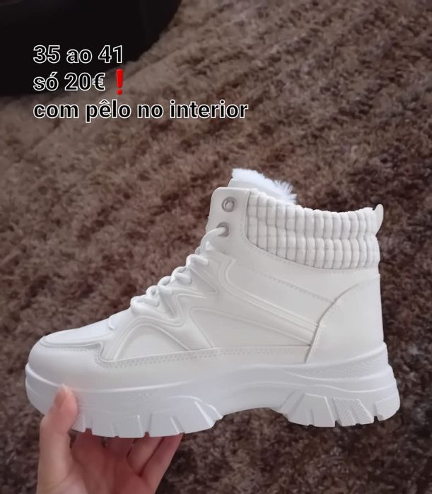 Sapatilha botim branco 35 ao 41 novos com pêlo no interior